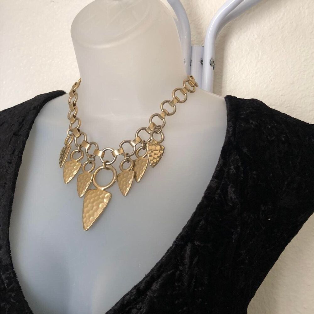 Gold Arrowhead Statement Piece Waterfall Bib Neck… - image 2